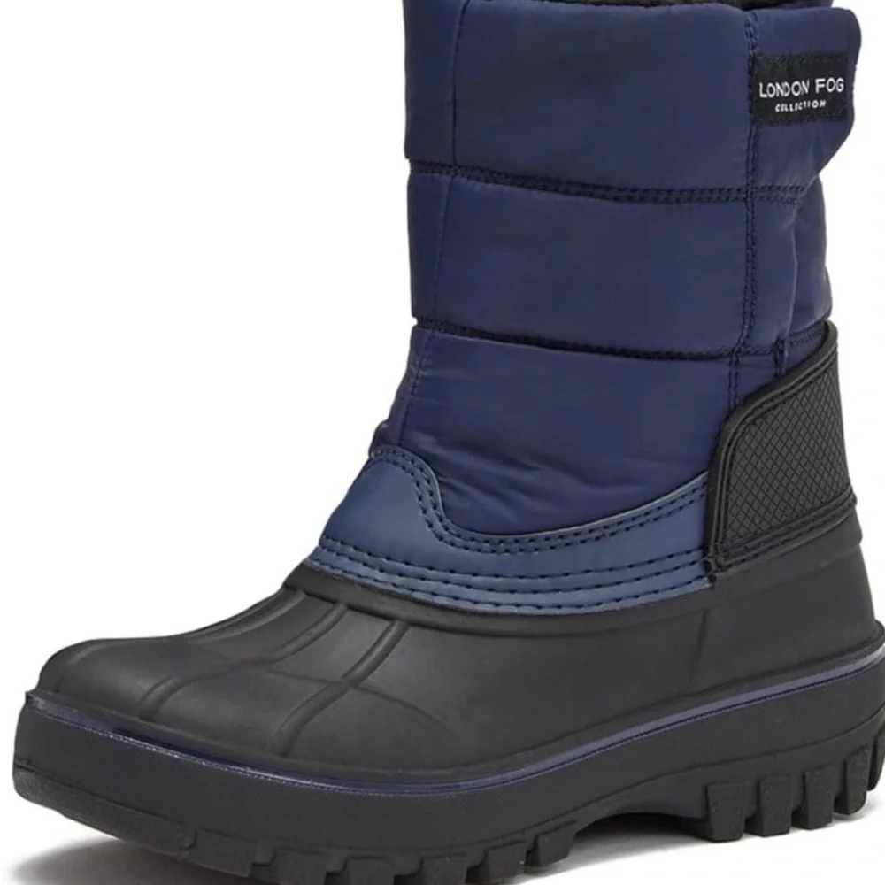 London Fog Jett Waterproof Kids Blue Black‎ Snow Boots sz 6C Winter Outdoor